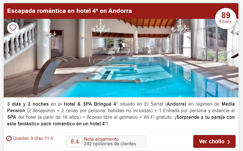 Chollo en Hotel & Spa Bringué Andorra