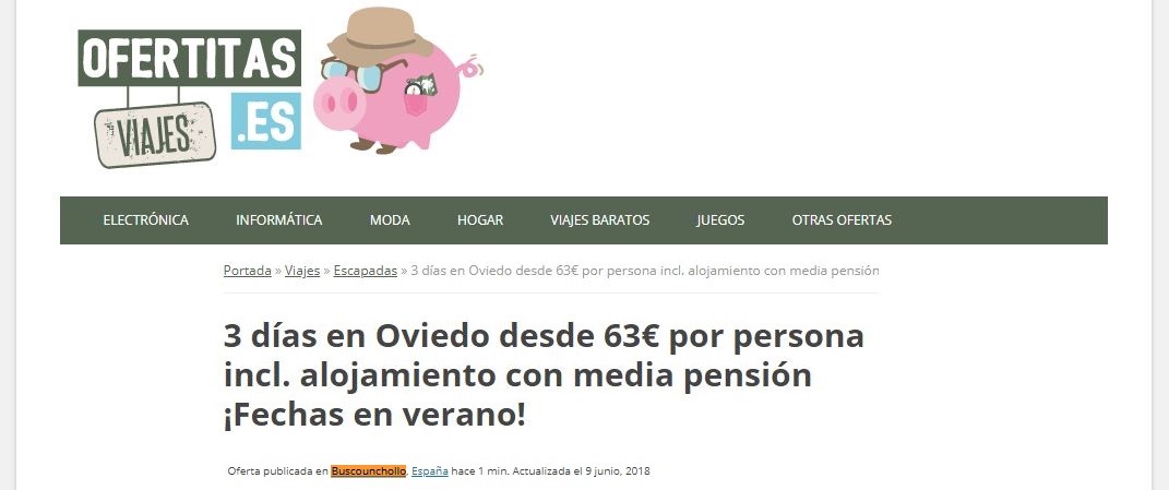 Nota de ofertitasviajes.es Con una promo de 3 días en oviedo de buscounchollo.com