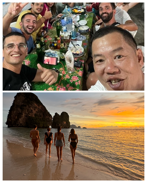 Un collage de un viaje con amigos a Tailandia 